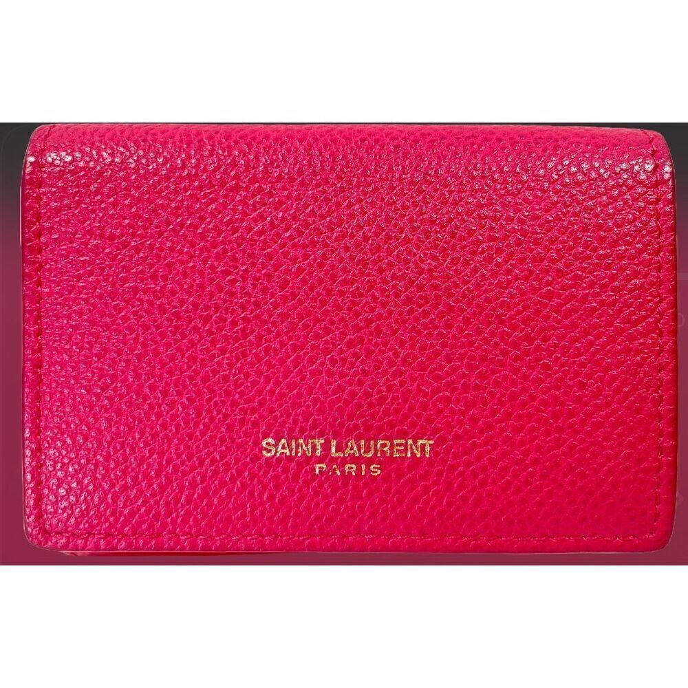 Saint Laurent Trifold Compact Mini Wallet Pink Leather Summer Luxury Minimalist